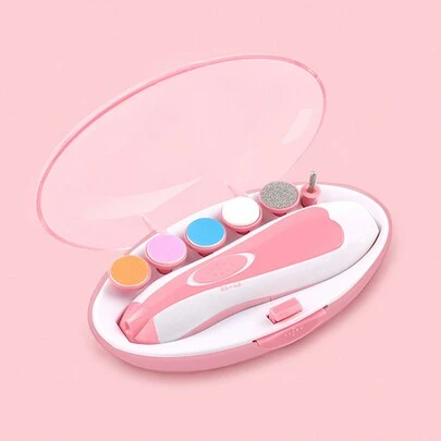 1 Set Baby Electric Nail File, Suitable For Infants & Children, 6 Grinding Heads, 4 Speed Modes, Can Be Used For Trimming Toenails And Fingernails