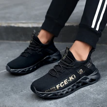 Zapatos deportivos casuales de malla transpirable para niños, zapatos para estudiantes de primaria y secundaria, diseño de letras entretejidas al azar, para niños en verano