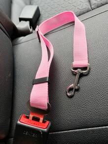 1 pieza Cuerda de seguridad ajustable para mascotas en rosa, se puede usar como arnés de coche para perros, accesorios para salidas de perros