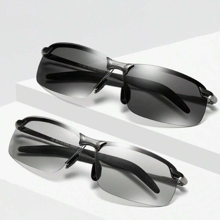 Classic Fashion Mirrored Aviator Fashion Glasses For Driving With Photochromic Polarized Lens Day And Night Use Shades Accessories - Black Frame Gray - View 1