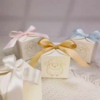 10入組開斋节糖果盒羊Eid Mubarak派對禮品盒6.5x6.5cm，適用於伊斯蘭派對桌面裝飾用品Eid