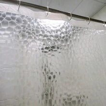 1Pc 180cm (W) X 180cm (H) Khối nước 3D trong mờ rộng in hình rèm tắm EVA cho phòng tắm với 12 móc nhựa Có 3 màu: Trong, Xanh lam, Xanh lục - Màu trong suốt - Xem 9