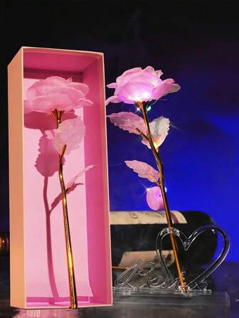 Christmas, Valentine's Day Party Favor Pink Starry Sky Gift Box With Glowing Sparkling Rose, Small Gift For Women, Moms, Birthday, Graduation, Teacher's Day, Preserved Rose Flower Gift