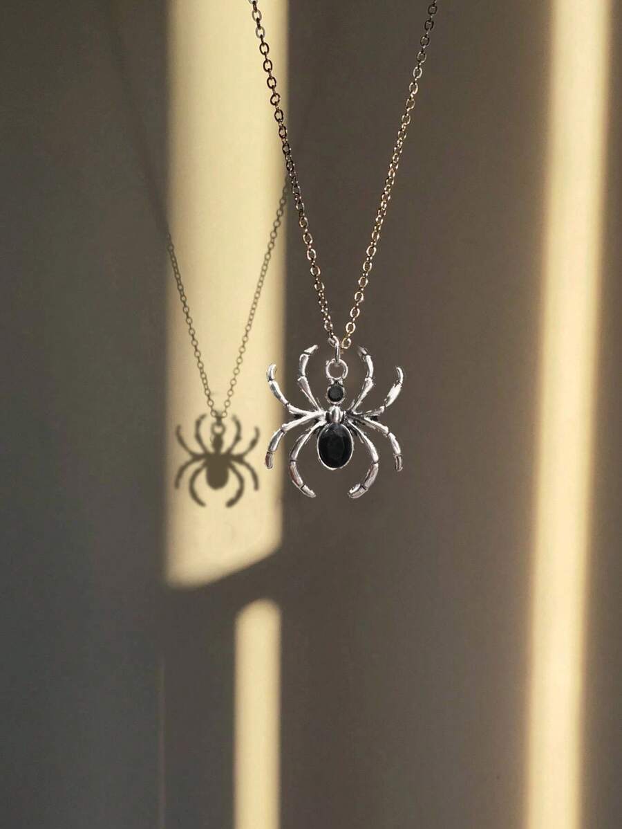 Vòng cổ nữ mặt dây chuyền nữ kiểu Gothic Gothic đậm phong cách Gothic, Vòng cổ hình nhện, Vòng cổ dây chuyền bằng thép không gỉ, Vòng cổ nữ Y2K, Vòng cổ nữ Ins - Bạc - Xem 1