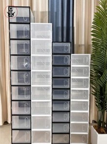 1/3/6/12 pezzi Scatola di immagazzinaggio per scarpe con apertura laterale magnetica spessa in ABS minimalista moderna, Articolo di immagazzinaggio antipolvere, Pianale per scarpe