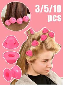 3/5/10 piezas Rizadores de pelo de silicona mágicos sin calor, suaves rulos de cuidado del cabello de goma, herramientas para peinar el cabello para chicas (hazlo tú misma) - Multicolor - Ver 12
