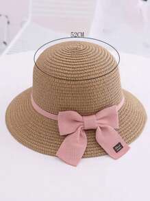 1set Cute Bowknot Sun Hat For Girls, Summer Bucket Hat For Baby, Princess Sunbonnet With Large Brim And Matching Bag
