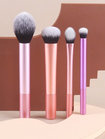 4pcs Makeup Brush Set, Including Blush Brush, Powder Brush, Contour Brush And Eyeshadow Brush, Multi-Functional Set For Daily Makeup