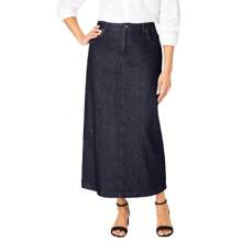 Jessica London Women's Plus Size Classic Cotton Denim Midi Skirt - XANH ĐẬM - Xem 1