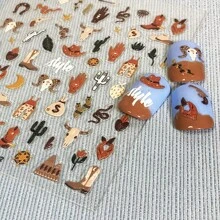 1pc 5D Thin Flexible Adhesive Retro American Western Cowboy Nail Art Stickers And Decals For Journal, Phone, And DIY Crafts