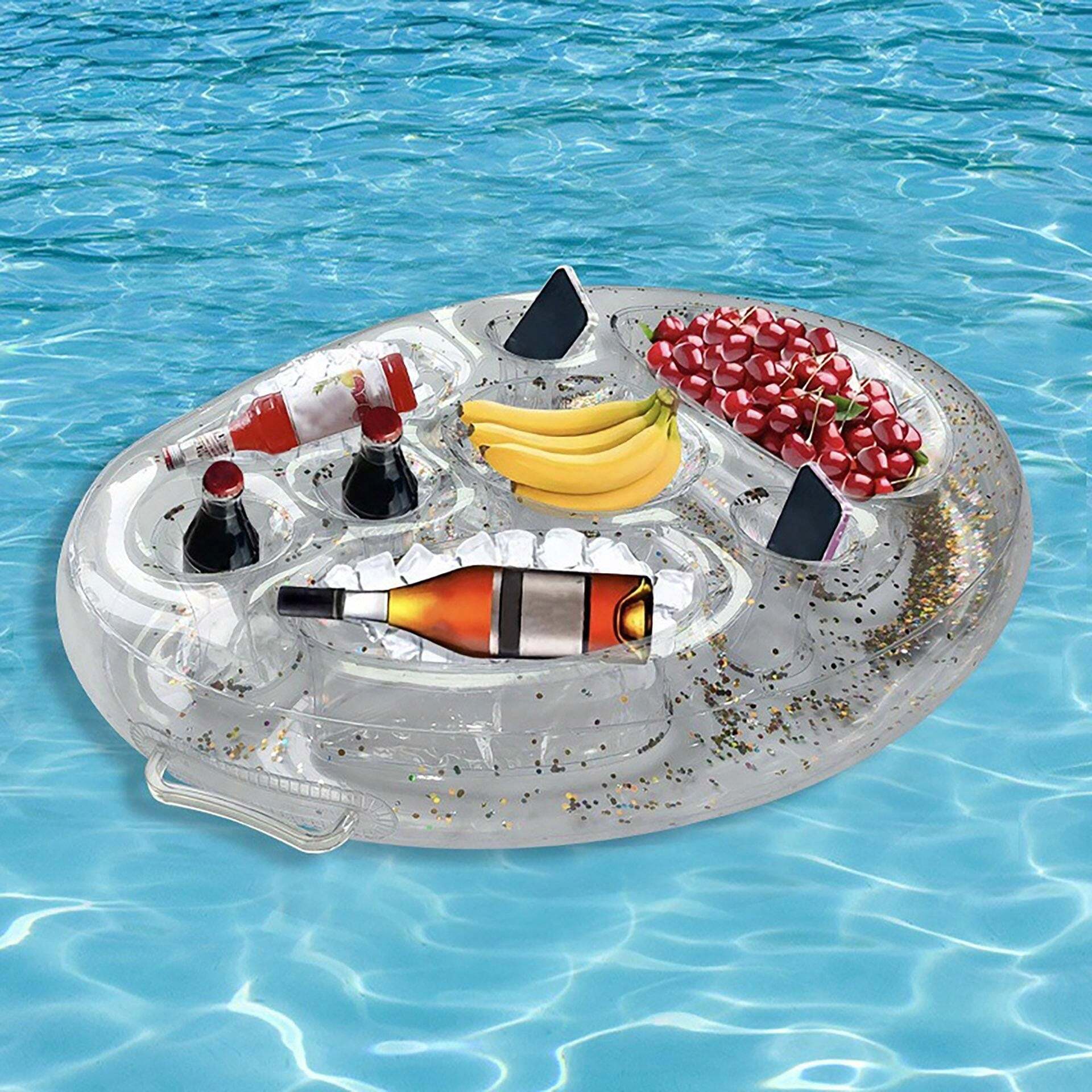 2 Portabottiglie Gonfiabili Per Piscina, Forma Di Animale, In PVC Resistente, Per Bevande E Snack, Accessori Estivi Per Feste In Acqua