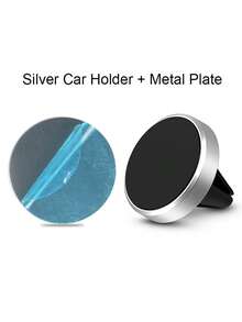 Car Phone Holder, Round Air Vent Mount 360° Rotation Mobile Phone Holder - Silver - View 5