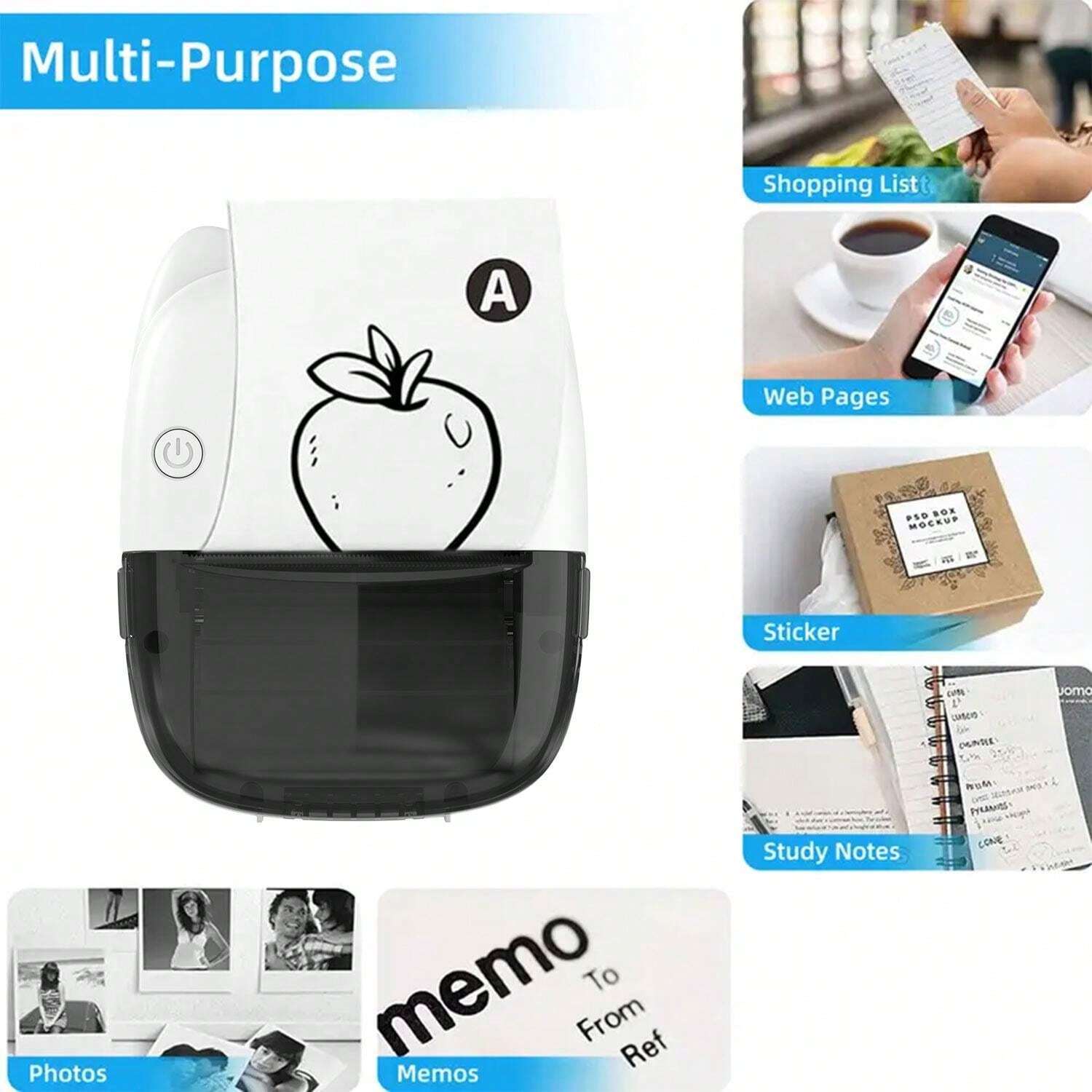 New M7 7-Color Breathing Light Multifunctional Mini Portable Thermal ...