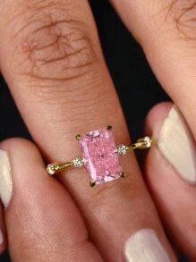 1 件优雅方晶锆石戒指，适合女士，情人节礼物，结婚周年派对珠宝，妈妈，母亲，母亲节，礼物 - 1# - 查看 31