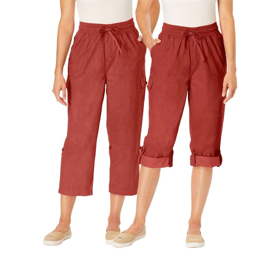 Woman Within Women's Plus Size Convertible Length Cargo Capri Pant - 赭石色 - 查看 1