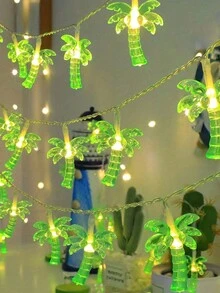 1個Coconut Palm Tree 10LED電池供電暖白色串燈-非常適合家居、臥室、院子、露台、婚禮、生日和夏季裝飾（不包含電池） - 綠色 - 查看 4