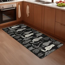 1 Thảm trải sàn nhà bếp họa tiết mèo đen 3D hoạt hình, Thảm bảo vệ chống trượt bằng polyester, thích hợp cho lối vào trong nhà/ngoài trời, cửa ra vào, khô nhanh, bền tự nhiên, dễ lau chùi, sử dụng cho giặt ủi, phòng tắm - Nhiều màu - Xem 7