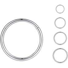 4pcs Nose Rings Hoops - 316L Surgical Steel Double Hoop Nose Rings 16G/18G/20G Hinged CZ Conch Piercing Jewelry Septum Clicker Lip Rings Cartilage Earring Helix Rook Tragus Daith 6mm/8mm/9mm/10mm - Antique Silver - View 8