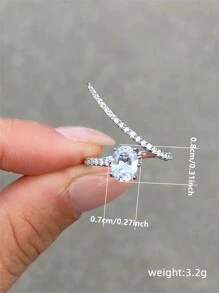 1 PC Elegant Cubic Zirconia Ring For Women For Wedding Engagement Anniversary Party Band Jewelry Valentine's Day Gift,Mom,Mother,Mother's Day,Gift