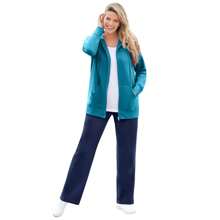 Woman Within Plus Size Better Fleece Zip-Front Hoodie - Màu xanh mòng két đậm - Xem 1