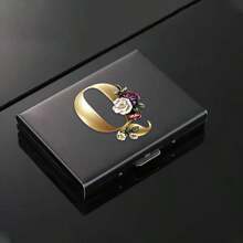 26 Letters Ultra Thin Version Card Double-Sided Colored Pattern RFID Metal Wallet ID Credit Card Men Business ID Credit Card Protector Wallet Card Holder For Men RFID Wallet Card Wallet Wallet Keychain - Black - View 34