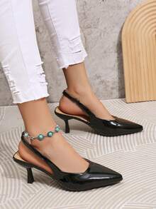 2024年春季新款女性法式高跟鞋-尖頭設計，細高跟和包裹腳趾-適合夜店和派對等優雅場合 - 黑色 - 查看 2