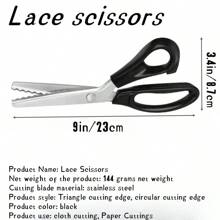 1pc Stainless Steel Lace Scissors, Triangle/Wave/Crescent Teeth Shape, DIY Sewing Fabric Clothing Handicraft Fabric Lace Scissors Back To School