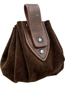 Vintage Medieval Faux Leather Drawstring Pouch, Middle Ages Portable Coin Purse, Rivets Belt Pouch Dice Bag For LARP Ren Faire Halloween - A - View 5