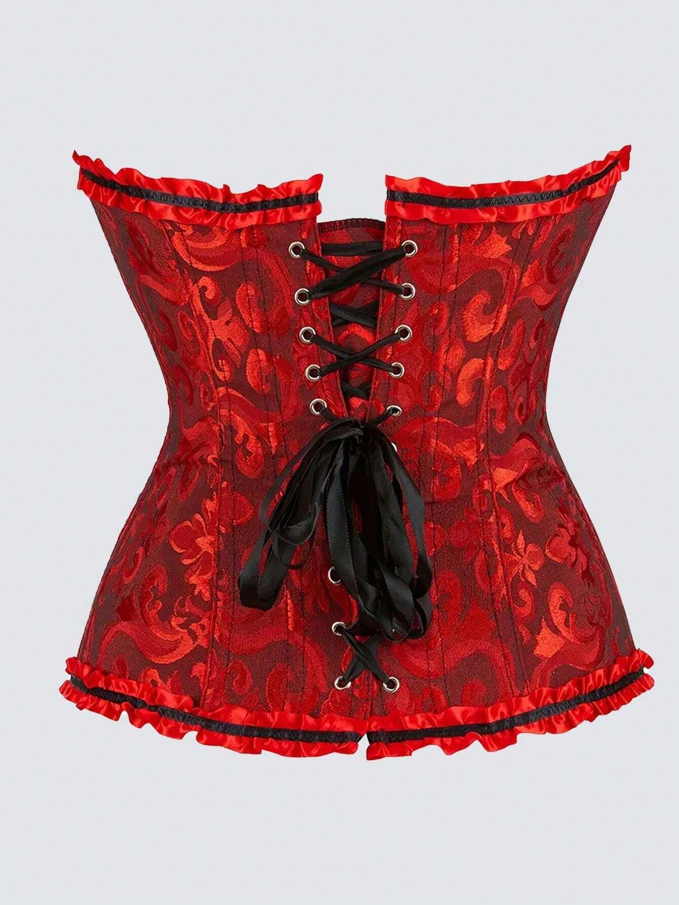 Women Plus Size Gothic Court Style Shapewear In Black Jacquard With