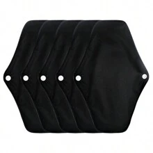 5pcs Set 1pc Random Colours Mini Wet Bag +5pcs Cloth Mama Cloth/Menstrual Pads/Reusable Sanitary Pads/Panty Liners(Black)