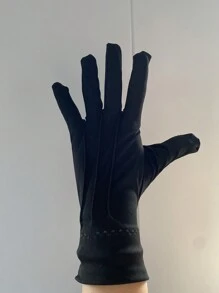 1 Pair Thin White Polyester Fingerless Gloves, Etiquette, Performance, Wedding Gloves, With 3 Stripes And Buckle Closure, Unisex Fingerless Gloves - White - View 8