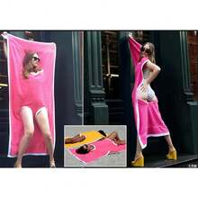 大尺寸沙灘紗布，輕便且防水比基尼毛巾，柔軟浴巾披風遮擋，沙灘服飾 - 黃色 - 查看 7