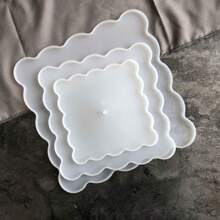 3 Tier Asymmetrical Wavy Square Round Serving Tray Platter Display Stand Coaster Tableware Cake Stand Silicone Mold