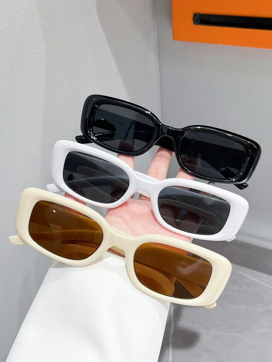 3 Pairs Unisex Square Plastic Frame Fashionable Classic Sunglasses, Suitable For Daily Wear And Travel - Multicolor - View 1