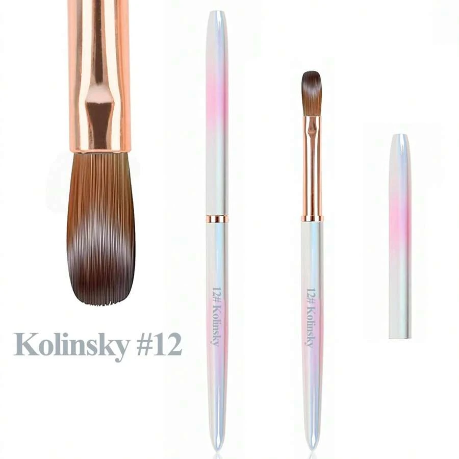 Kolinsky Acryl Nagelbürste Größe 12 - Nagelbürsten für Acryl Anwendung - Acryl Puder Bürste für Nail Art - Acryl Nagelbürste für professionelle Maniküre DIY Zuhause Salon