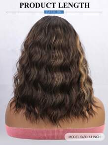 14 Inch Synthetic Curly Wavy Short Wig Natural Looking Synthetic Heat Resistant Fiber Wig  Synthetic Middle Part Short Bob Wavy Curly Wig Shoulder Length For Daily Party Use