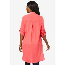 Jessica London Women's Plus Size Gauze Mega Tunic - trắng - Xem 2