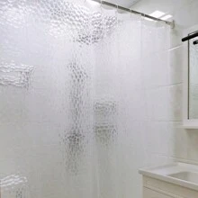 1Pc 180cm (W) X 180cm (H) Khối nước 3D trong mờ rộng in hình rèm tắm EVA cho phòng tắm với 12 móc nhựa Có 3 màu: Trong, Xanh lam, Xanh lục - Màu trong suốt - Xem 10