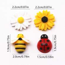 20pcs Resin Daisy Sunflower Bee Ladybugs Mixed Embellishments Flatbacks Cabochons For Scrapbooking DIY Crafts Home Decoration Summer, School