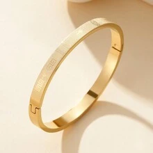 1入組多款金銀色時尚不鏽鋼魅力圖案手環套裝；情人節送禮佳品，適用於情侶打扮；男女均適合日常佩戴 - 銀色 - 查看 5