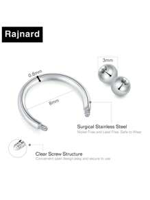 1入不鏽鋼鼻環12G 14G 16G 20G 鼻釘耳軟骨針 穿刺 時尚男女中鼻環身體穿刺飾品 - 彩色 - 查看 7