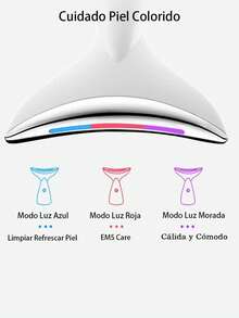 Aparato de elevación de cuello con luz de color ultrasónico Aparato de cuidado de compresa de cuello con luz LED de 3 fotones Masajeador de vibración térmica Lifting facial Reafirmante Reducción de arrugas Doble mentón flacidez - Blanco - Ver 2