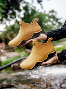 1 par de botas de lluvia cortas antideslizantes para mujeres, zapatos de gelatina impermeables, ligeros y duraderos para uso al aire libre, zapatos de agua de moda, botas impermeables para hombres, sobrecalzado unisex