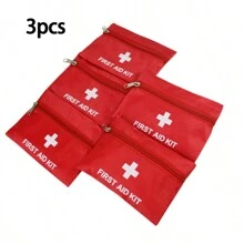 3pcs Medical Emergency Kit, Outdoor Survival Kit Must-Have Portable Storage Bag - Red - View 1