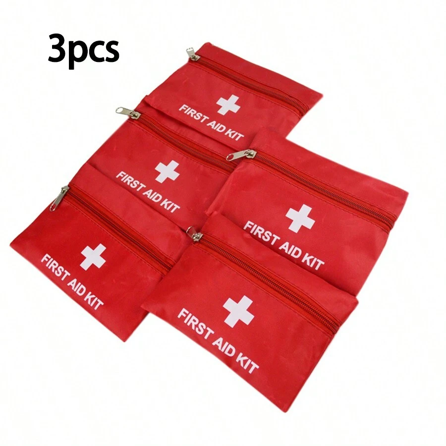 3pcs Medical Emergency Kit, Outdoor Survival Kit Must-Have Portable Storage Bag - Red - View 1
