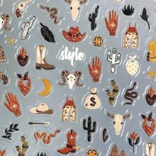 1pc 5D Thin Flexible Adhesive Retro American Western Cowboy Nail Art Stickers And Decals For Journal, Phone, And DIY Crafts