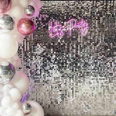 2 piezas/Paquete Cortina de lluvia de plástico estilo cuadrado pequeño de 100*200cm color plateado, suministros de decoración de pared del hogar, cortina de lentejuelas, decoración de fondo para fiesta de cumpleaños, boda, graduación, fiesta festiva, regreso a la escuela, Día de San Valentín