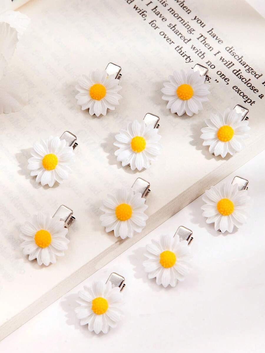 10pcs Children Lovely White Flower Hair Clips Suitable For Performance