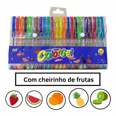 Caneta Gel Canetinhas Coloridas Perfumadas Infantis colorgel kit 6 8 10 12 24 Cores
