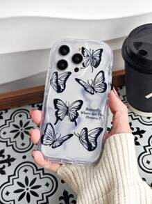 1 pieza Funda de teléfono transparente con mariposa negra estilo "Fairycore" personalizada, con funda suave 3D de ola completa anti-caída para Spark/Go/8C/9/10/10C/PRO/Camon/20/2022/2023/2024/Infinix/Smart/6/7/Pop/Pro/Hot/12/I/Play/30/Note/Vip, estilo INS, europea y americana - Multicolor - Ver 2
